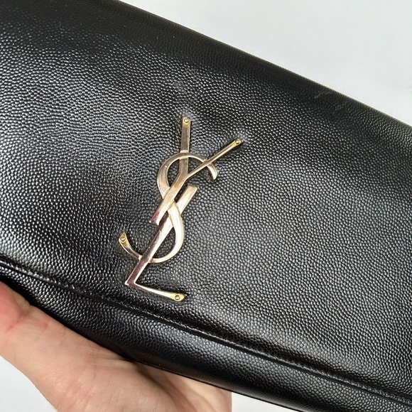 π― YSL Saint Laurent Large Black Leather Clutch on Chain w/ auth cert - Picture 5 of 14